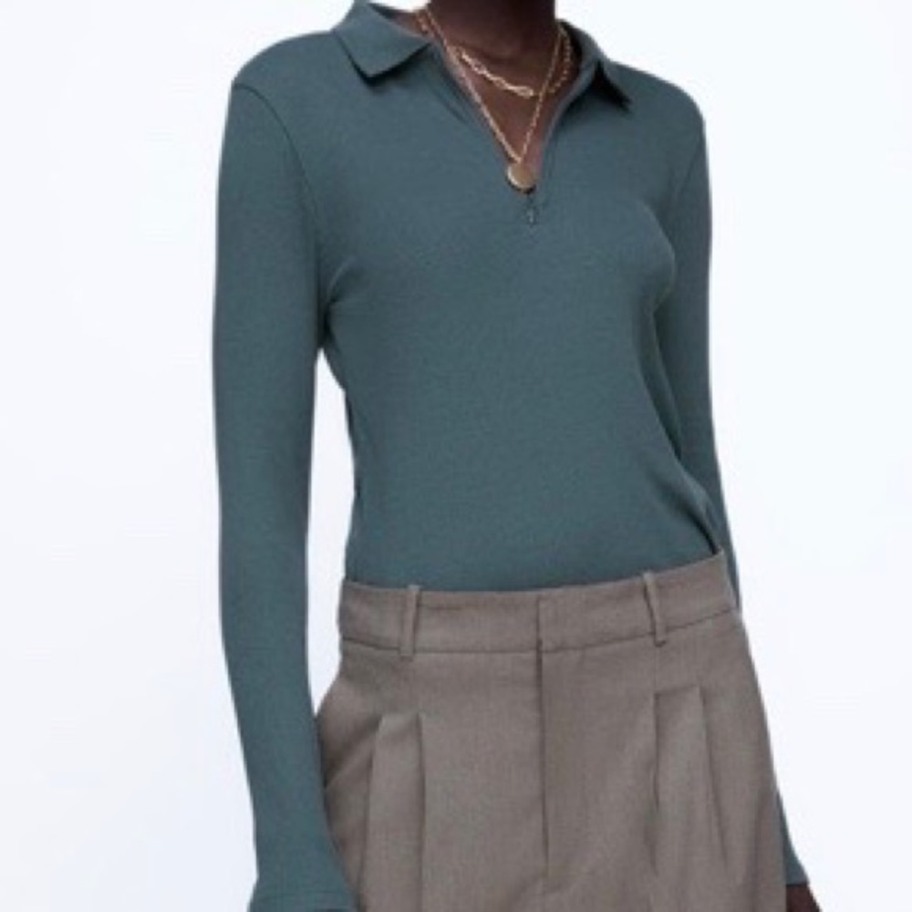 Zara blue zip polo shirt | Gently used